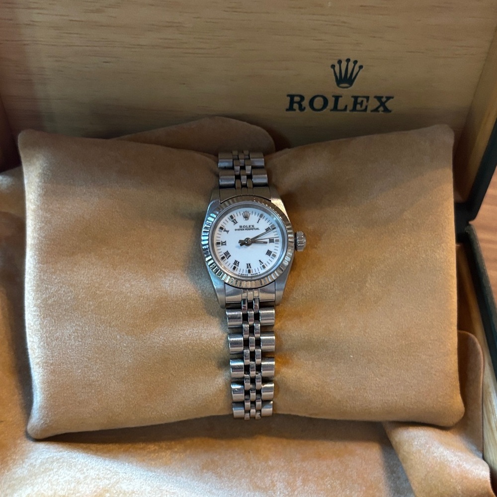 Rolex Oyster Perpetual Women's Watch in Silver and White